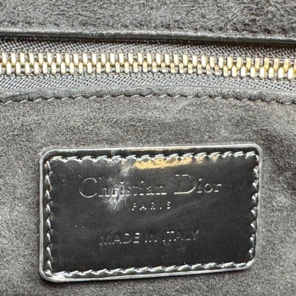 Christian Dior Lady Dior Medium Studded Cannage Patent Leather Crossbody Black - Picture 11 of 11